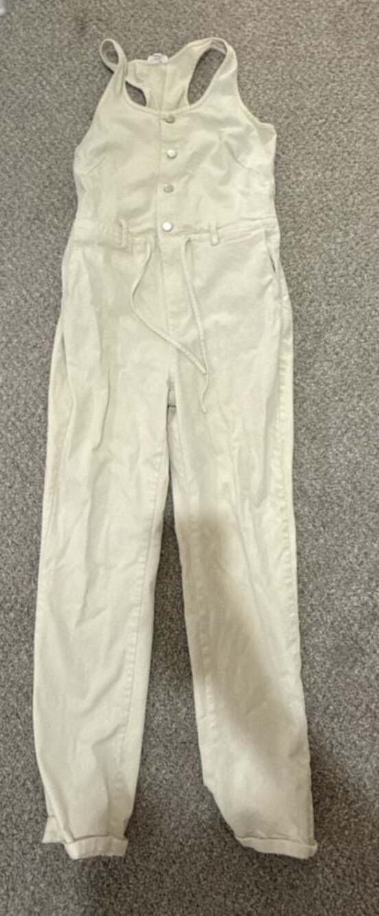 Dance & Marvel Cream Racerback Button-Front Jumpsuit Size S